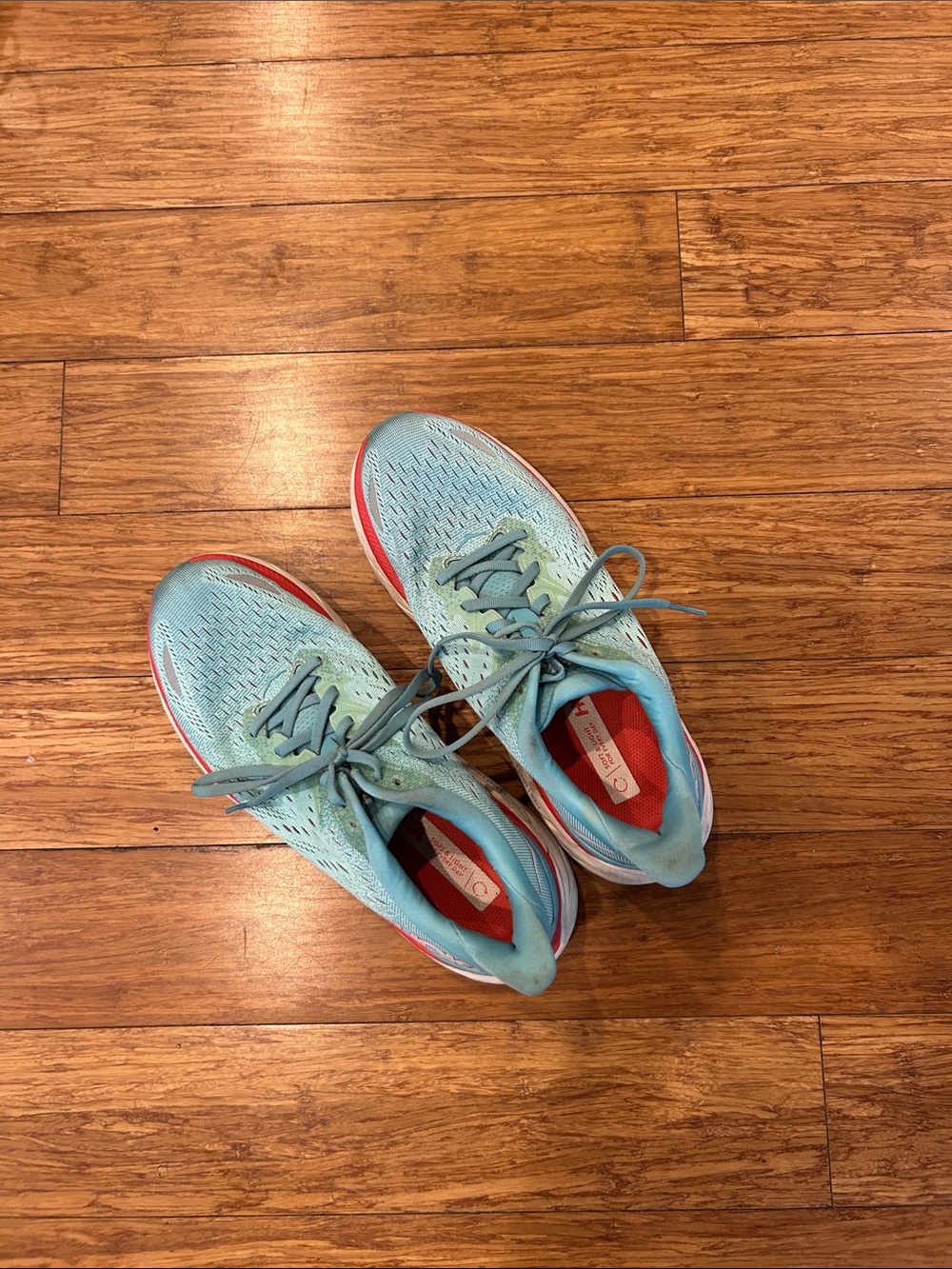 Hoka Women's Light Blue and Coral Running Shoes